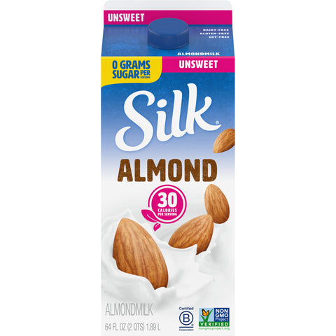 Silk Unsweetened Pure Almond Milk, 64 Ounce -- 6 per case.