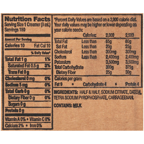 International Delight Coffee House Inspirations Portion Control Half and Half Unflavored Creamer -- 180 per case.