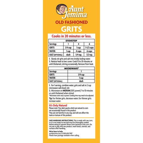 Aunt Jemima CEREAL GRITS WHITE OLD FASHIONED REGULAR BAG