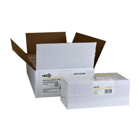 National Checking Company Guest Check Board - 1 Part Yellow, 20 Line, 5.25 x 8.5 inch -- 2000 per case.