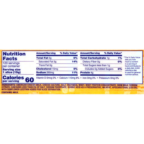 Cheese American Processed Sliced 120 Ct