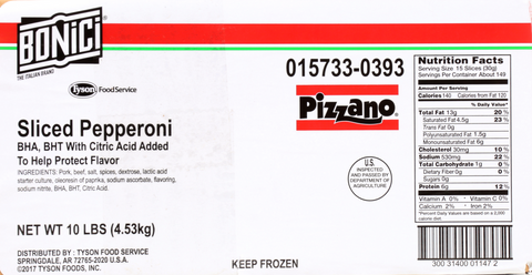 Tyson Pizzano Sliced Pepperoni - Pizza Topping, 10 Pound.