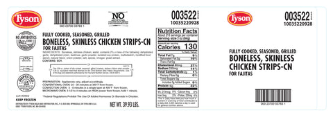 Chicken Fajita Seasoned Strips White & Dark Meat 3522-0928