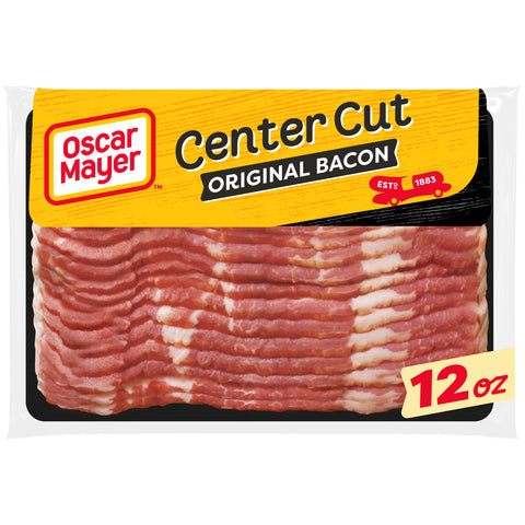 Oscar Mayer Center Cut Naturally Smoked Bacon, 12 Ounce -- 16 per case.