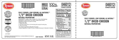 Chicken Diced Low Sodium 1/2
