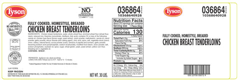 Tyson® CHICKEN TENDERLOIN WHOLE MUSCLE BREADED WG CN 1.14 OZ 10368640928
