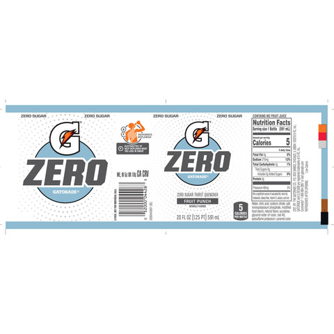Gatorade DRINK GATORADE G ZERO FRUIT PUNCH PLASTIC BOTTLE