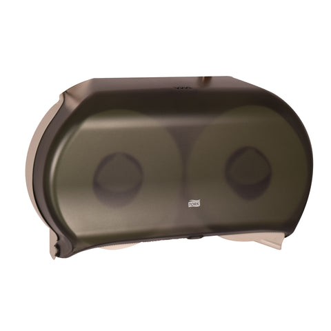 Tork Plastic Smoke/Gray Twin Jumbo Roll Bath Tissue Dispenser, 19.29 x 5.51 x 11.83 inch