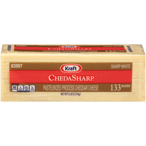 Kraft Chedasharp Sliced White Cheese, 5 Pound -- 4 per case.