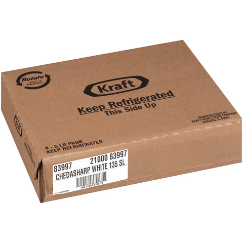 Kraft Chedasharp Sliced White Cheese, 5 Pound -- 4 per case.