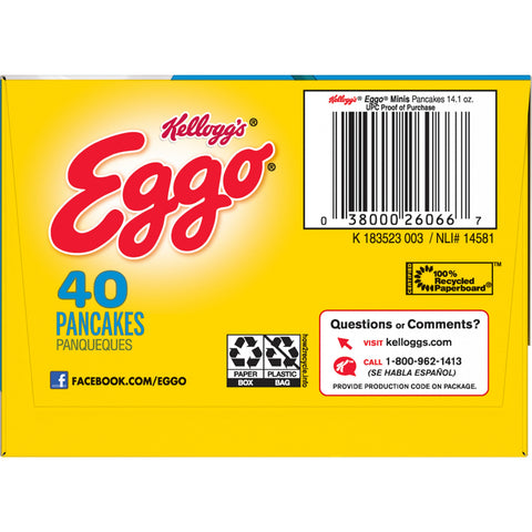 Kelloggs Eggo Mini Buttermilk Pancakes, 40 per pack -- 8 packs per case