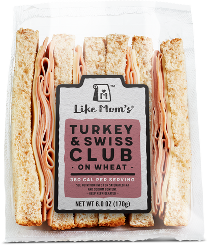 Mom's SANDWICH TURKEY & CHEESE CLUB TURKEY AND SWISS CHEESE ON WHEAT BREAD 6 OZ 10000051152