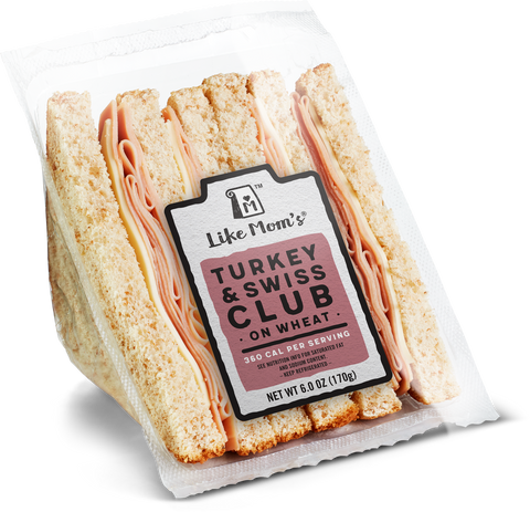 Mom's SANDWICH TURKEY & CHEESE CLUB TURKEY AND SWISS CHEESE ON WHEAT BREAD 6 OZ 10000051152