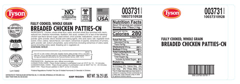 Chicken Patties Breaded Homestyle Whole Grain Fc 3731-0928