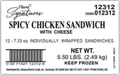 Pierre Signatures® SANDWICH SPICY CHICKEN WITH CHEESE 7.75 OZ 10000012312
