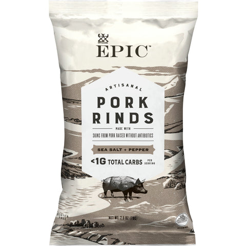 Epic Sea Salt and Pepper Pork Rinds, 2.5 Ounce -- 12 per case.