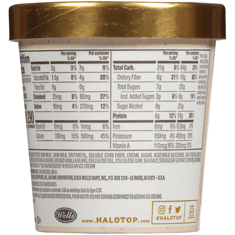Velvet Ice Cream ICE CREAM VANILLA BEAN HALO TOP PINT