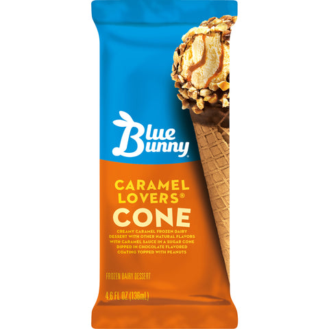 Blue Bunny Caramel Lovers Ice Cream Cone, 4.6 Ounce -- 24 per case