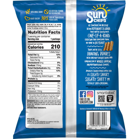 Sunchips Original Whole Grain Potato Chips, 1.5 Ounce -- 64 per case.