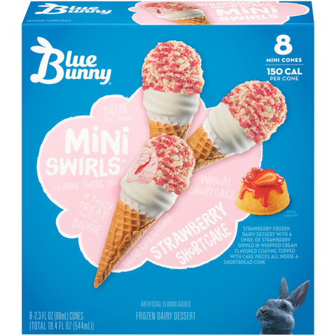 Blue Bunny ICE CREAM CONE MINI SWIRL STRAWBERRY