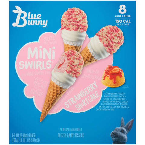 Blue Bunny ICE CREAM CONE MINI SWIRL STRAWBERRY