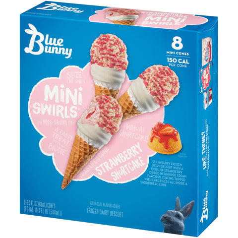 Blue Bunny ICE CREAM CONE MINI SWIRL STRAWBERRY