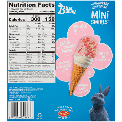 Blue Bunny ICE CREAM CONE MINI SWIRL STRAWBERRY