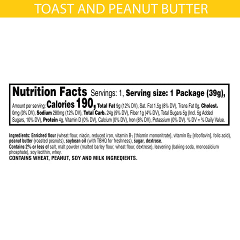 Keebler Toast and Peanut Butter Sandwich Cracker, 8 Ounce -- 12 per case.