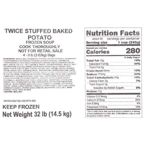 Chef Francisco Twice Baked Stuffed Potato Soup, 8 Pound -- 4 per case