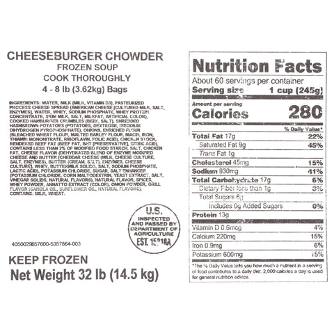 Chef Francisco® SOUP CHEESEBURGER CHOWDER RTU 687040/78001429
