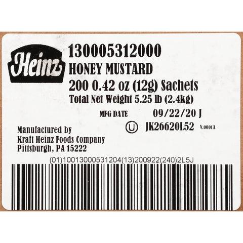 Heinz Honey Mustard, 12 Gram -- 200 per case.