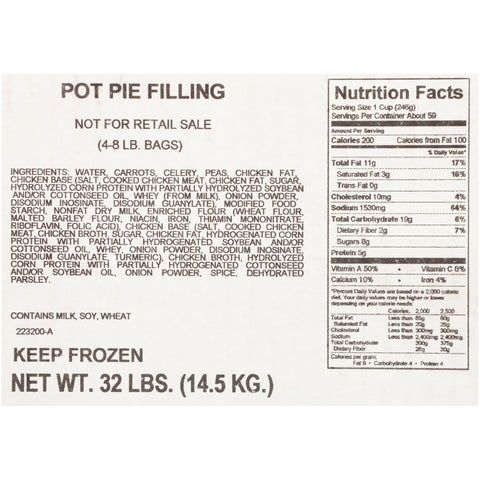 Quality Chef® POT PIE FILLING BAG NO CHICKEN 78001287