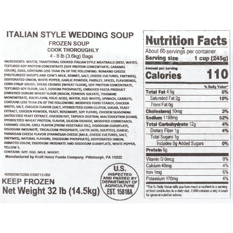 Chef Francisco Italian Wedding Soup, 8 Pound -- 4 per case