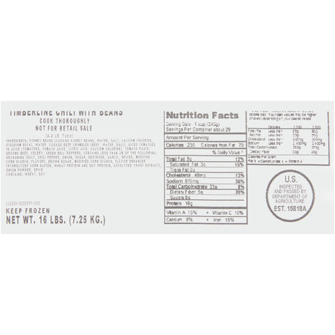 Chef Francisco® CHILI TIMBERLINE W/ BEANS (R) 166230/78001239