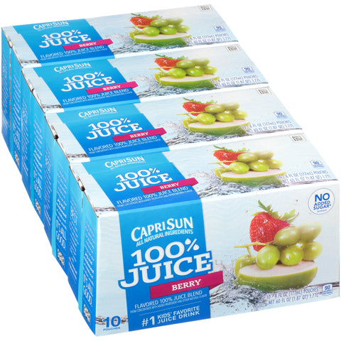Capri Sun 100 Percent Juice Berry Juice Pouch, 6 Ounce -- 40 per case