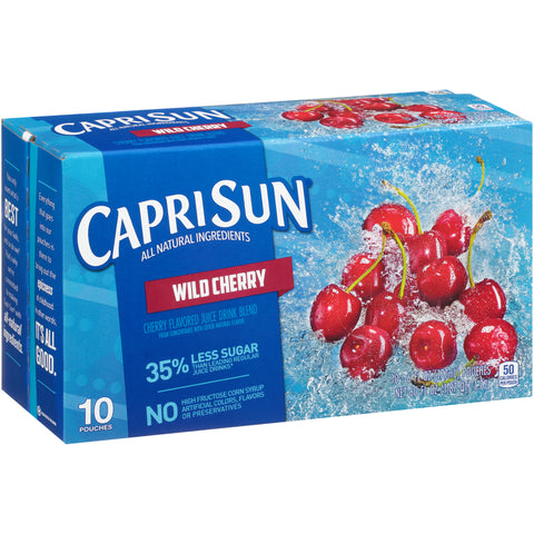 Kraft Capri Sun Wild Cherry Flavored Juice Drink Blend, 6 Ounce - 10 per pack -- 4 packs per case.