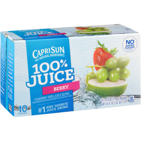Capri Sun 100 Percent Juice Berry Juice Pouch, 6 Ounce -- 40 per case