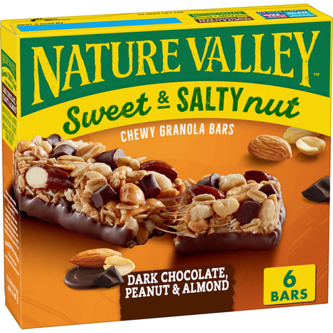 Nature Valley Sweet and Salty Nut Dark Chocolate Peanut Almond Snack Bar, 7.44 Ounce -- 12 per case.