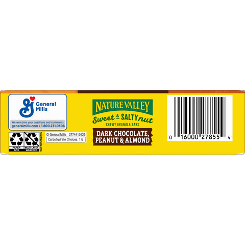 Nature Valley Sweet and Salty Nut Dark Chocolate Peanut Almond Snack Bar, 7.44 Ounce -- 12 per case.