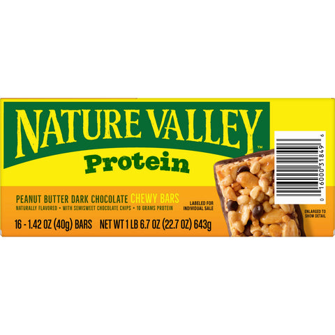 Nature Valley Peanut Butter Dark Chocolate Protein Chewy Bar, 22.7 Ounce -- 8 per case.