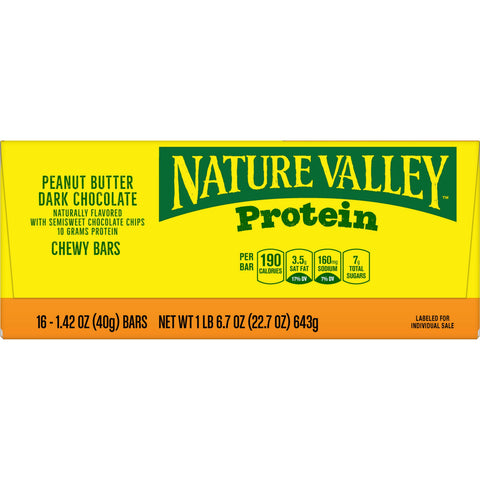 Nature Valley Peanut Butter Dark Chocolate Protein Chewy Bar, 22.7 Ounce -- 8 per case.