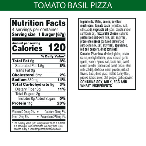 Morningstar Farms Tomato and Basil Pizza Veggie Burger, 9.5 Ounce -- 8 per case.