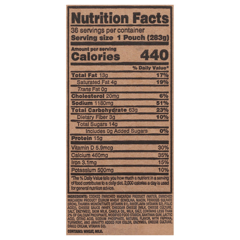 Macaroni & Cheese Pouch Frozen 10 Oz