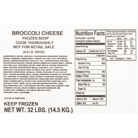 Chef Francisco Broccoli Cheese Soup, 8 Pound -- 4 per case