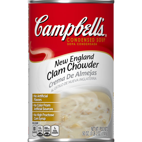 Campbells Condensed New England Clam Chowder - 50 oz. can, 12 per case