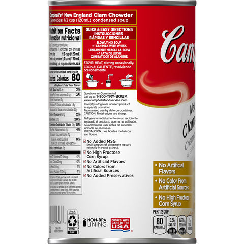 Campbells Condensed New England Clam Chowder - 50 oz. can, 12 per case
