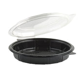 Container Plastic Hinged Black/clear Shallow Clamshell 9
