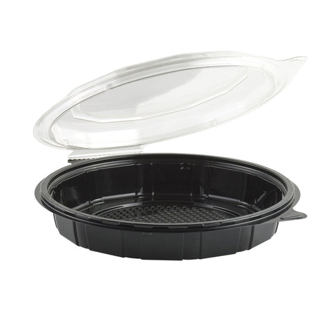 Container Plastic Hinged Black/clear Shallow Clamshell 9