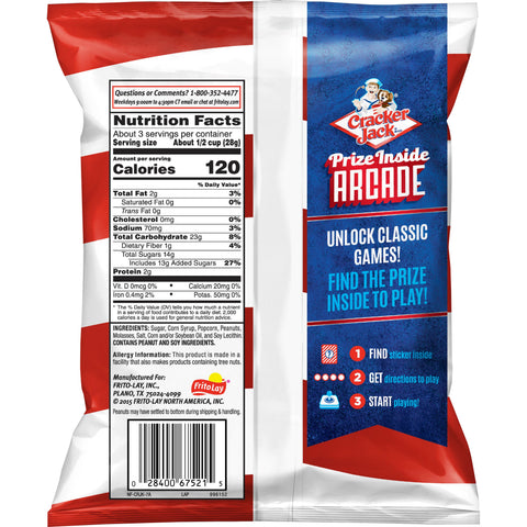 Cracker Jack Regular Caramel Coated Popcorn and Peanut, 3.125 Ounce -- 28 per case.