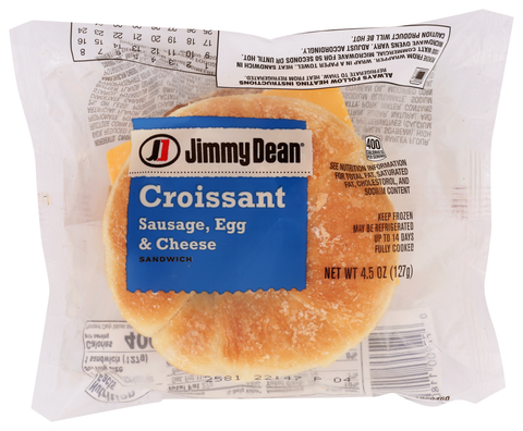 Jimmy Dean Sausage, Egg and Cheese Croissant Sandwiches, 4.5 Ounce -- 24 per case.